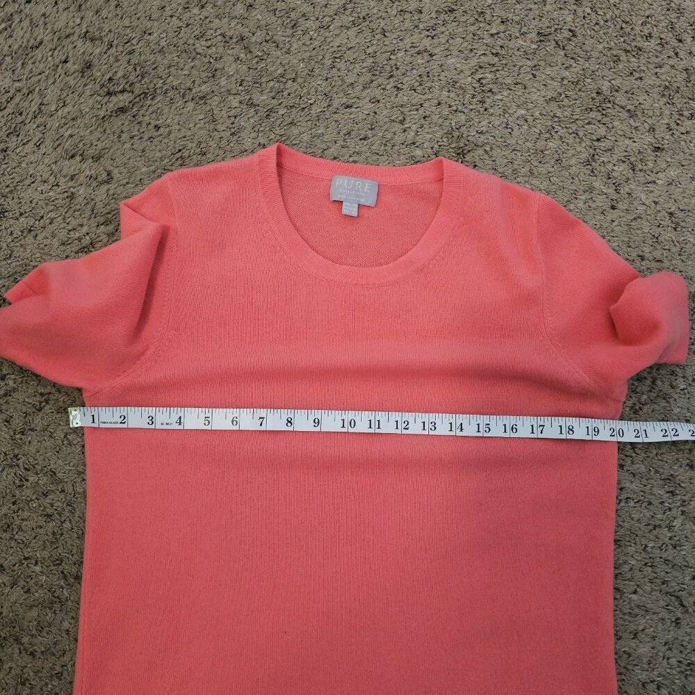 PURE Collection Pink 100% Cashmere Soft Popover Short Sleeve Sweater US 8/10 - Picture 8 of 9